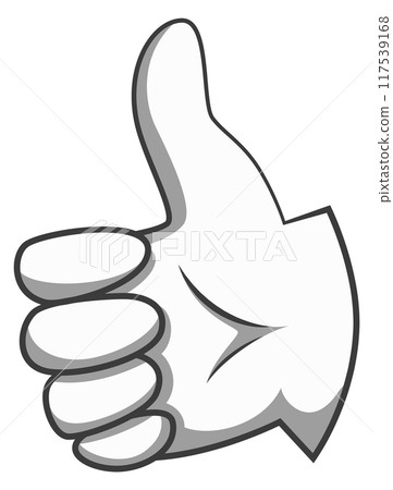 Thumb up gesture. Hand in retro cartoon white glove 117539168