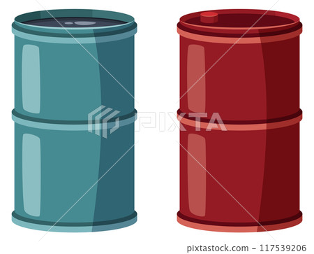 Metal barrels cartoon icon. Chemical fuel containers Metal barrels cartoon icon. Chemical fuel containers 117539206