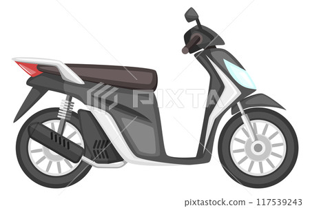 Scooter side view. Cartoon black road bike Scooter side view. Cartoon black road bike 117539243