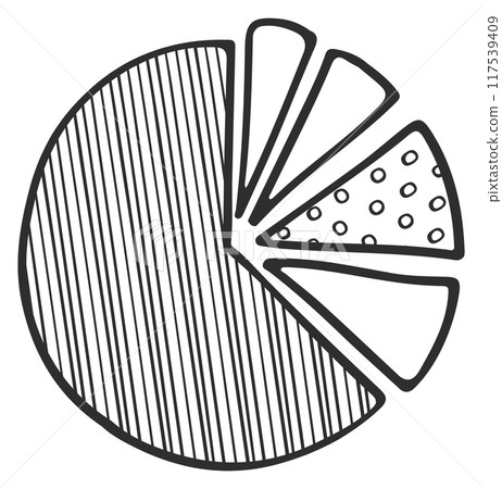 Pie chart doodle. Hand drawn statistic diagram Pie chart doodle. Hand drawn statistic diagram 117539409