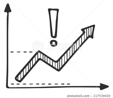 Growth chart doodle. Financial graph hand drawn icon Growth chart doodle. Financial graph hand drawn icon 117539420
