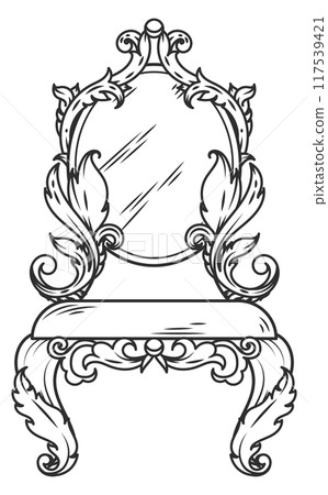 Luxury retro chair. Aristocratic furniture ornate engraving Luxury retro chair. Aristocratic furniture ornate engraving 117539421