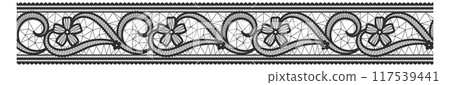 Floral lace decorative horizontal pattern. Ornate border Floral lace decorative horizontal pattern. Ornate border 117539441