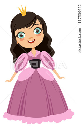 Girl in crown. Cartoon fantasy princess. Cute character 117539622
