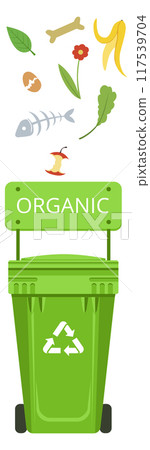 Organic waste. Sorted trash can green container 117539704