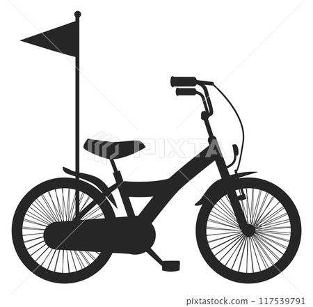 Kid bicycle black silhouette. Child bike icon Kid bicycle black silhouette. Child bike icon 117539791