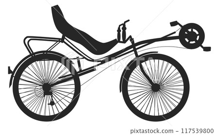 Recumbent bicycle black icon. Urban eco transport Recumbent bicycle black icon. Urban eco transport 117539800