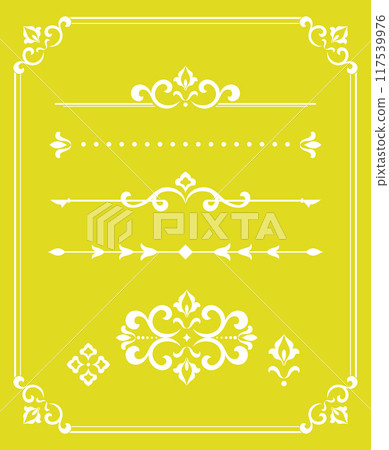 Vintage set. Floral elements for design monograms, invitations, frames, menus and labels. Graphic design of the website, cafes, boutiques, hotels, wedding invitations. 117539976