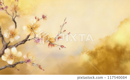 Beautiful Japanese-style plum background illustration AI-generated image Beautiful Japanese-style plum background illustration AI-generated image 117540084