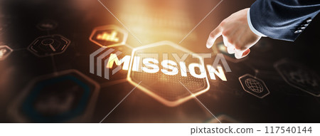 Mission concept. Financial success chart concept on virtual screen. Business background 117540144
