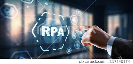 RPA Robotic Process Automation system. Artificial intelligence concept RPA Robotic Process Automation system. Artificial intelligence concept 117540174