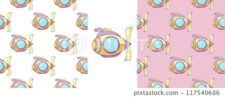 Set Creative marine seamless pattern. Pattern in hand draw style, created for fabrics 117540686