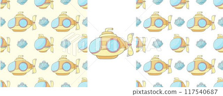 Set Creative marine seamless pattern. Pattern in hand draw style, created for fabrics 117540687