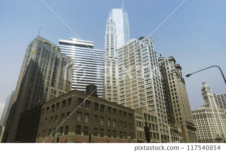 Chicago Downtown Cityscape with Historic and Modern Skyscrapers 117540854