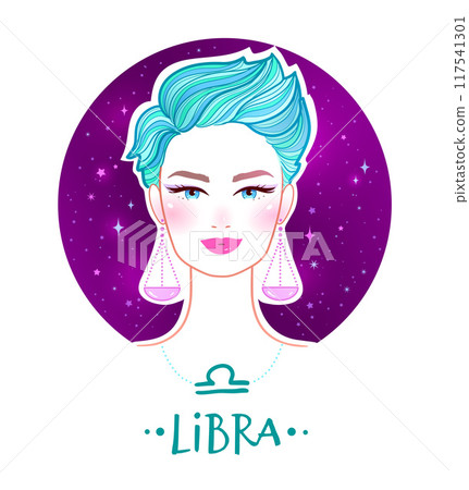 Libra zodiac sign female portrait 117541301