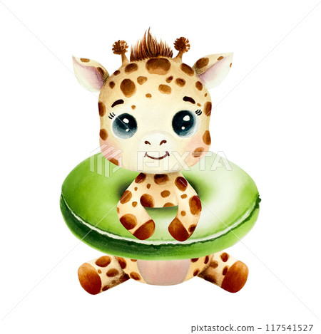 Blue bucket full of sand with red shovel. Watercolor hand drawn kids toy for the sandbox illustration isolated on background. For designers, postcards, greetings, birthday, calendar, wallpapers 117541527