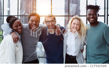 Happy diverse professional business team in casual wear. 117542509