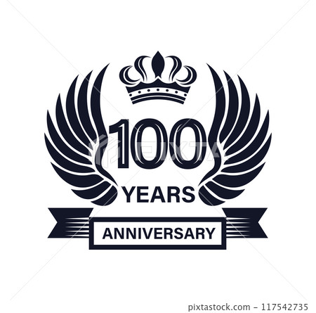 100 years, Anniversary Emblem Logo in a black vector illustration 100 years, Anniversary Emblem Logo in a black vector illustration 117542735
