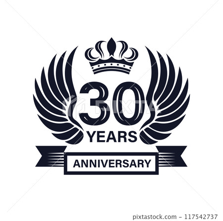 30 years, Anniversary Emblem Logo in a black vector illustration 117542737