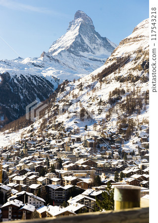 View of the Matterhorn during the day in winter. Zermatt, Switzerland 117543218