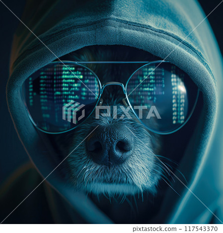 Canine Coding Guru: Gentleman Pup with Tech Vibes Canine Coding Guru: Gentleman Pup with Tech Vibes 117543370
