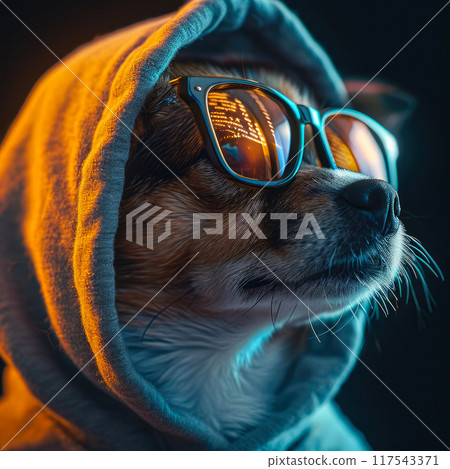 Fashionable Fido: Hooded Hound with Digital Distinction Fashionable Fido: Hooded Hound with Digital Distinction 117543371