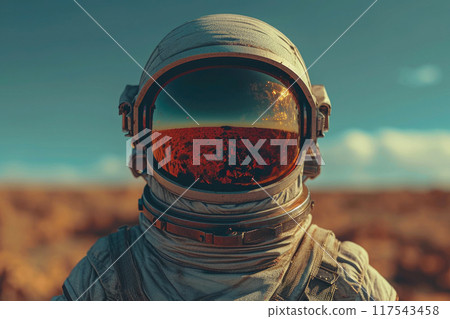 Celestial Explorer: A Lone Astronaut in the Desert Cosmos Celestial Explorer: A Lone Astronaut in the Desert Cosmos 117543458