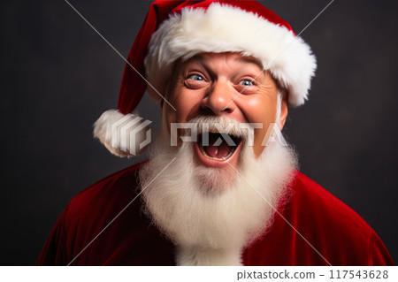 Jolly Santa Grinning Up Close Jolly Santa Grinning Up Close 117543628