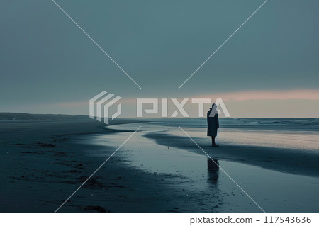 Tranquil Twilight: The Man on the Desolate Shore Tranquil Twilight: The Man on the Desolate Shore 117543636