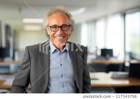 Warm and Professional: 55-Year-Old Semitic Psychologist in Semi-Formal Attire 117543798