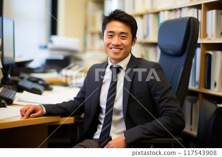 Smiling Asian Psychologist in Professional Setting 117543908