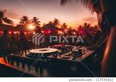 Seaside Festival Vibes: DJ Set with Ocean Backdrop Seaside Festival Vibes: DJ Set with Ocean Backdrop 117543922