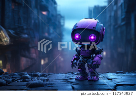 Futuristic Cybernetic Companion in Ruins 117543927