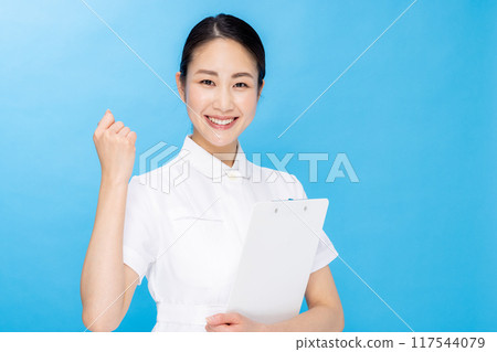 Young woman in a nurse color back Young woman in a nurse color back 117544079