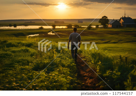 Golden Hour Stroll Amidst Harvest Golden Hour Stroll Amidst Harvest 117544157