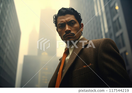 Vintage Vibes: Stylish Mexican Man in Midtown NYC 117544219