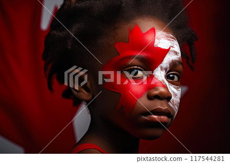 Canadian Colors Adorn Youth's Face 117544281