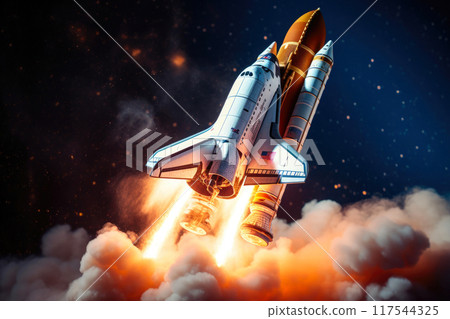 Interstellar Expedition: Detailed Space Shuttle in Motion 117544325