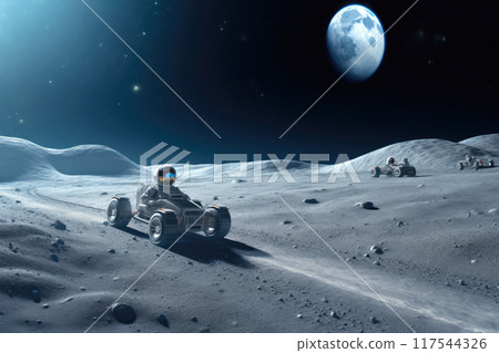 Moon Rover Fleet: Astronauts Exploring the Cosmos 117544326