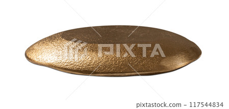Sophisticated, golden textured podium isolated on white background, perfect for displaying premium products. Metallic sheen and rough texture add a touch of luxury and versatility to any presentation. Sophisticated, golden textured podium isolated on white background, perfect for displaying premium products. Metallic sheen and rough texture add a touch of luxury and versatility to any presentation. 117544834