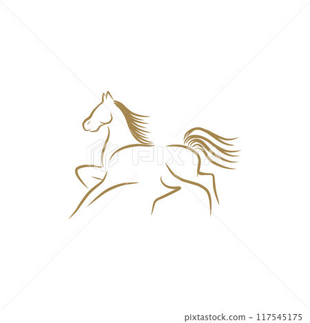 Horse line art logo design template 117545175