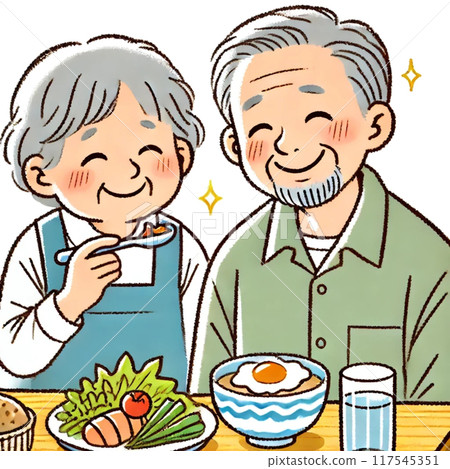 老婦幫助老人吃飯 老婦幫助老人吃飯 117545351