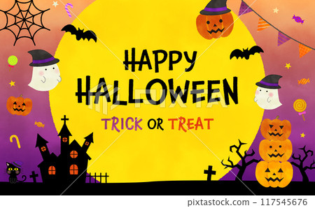 Hand-drawn Halloween background illustration 117545676