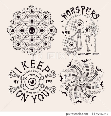 Set of colorful labels with halloween symbols Set of colorful labels with halloween symbols 117546037
