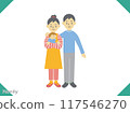 家庭插圖，一個三口之家，一對年輕夫婦和一個嬰兒 117546270