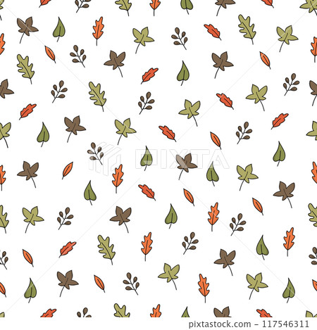 Cozy autumn seamless pattern. fall elements for fabric, wrapping paper, background 117546311