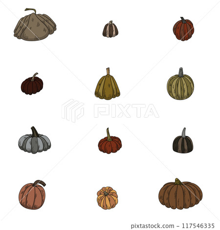 Cozy autumn seamless pattern. fall elements for fabric, wrapping paper, background 117546335