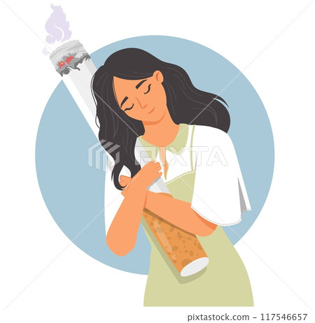 Young woman smoking having bad nicotine addiction 117546657