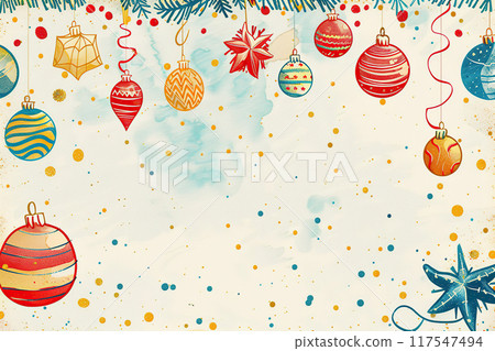 Christmas greeting card with bright winter holiday composition and New Year background 117547494