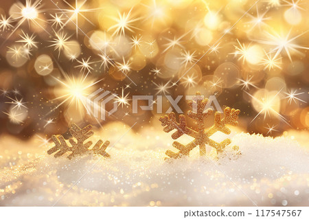 Christmas greeting card with bright winter holiday snowflake and New Year background 117547567